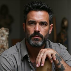 Retrato de Emiliano Fuentes, artista de esculturas minerales