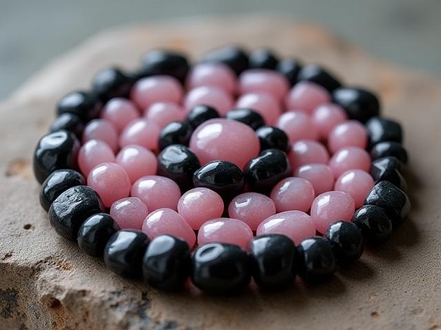 Mandalas de obsidiana y cuarzo rosado